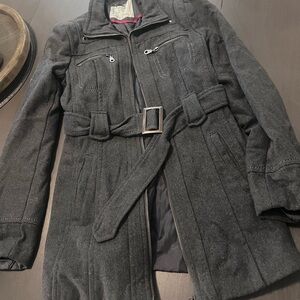 Shasa Dark Gray Belted Trench Coat